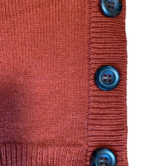 Design365 Orange Rust Cowl-Neck Short Sleeve Sweater w Buttons Womens Size Small - Picture 6 of 9